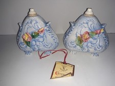 Vintage Capodimonte Vases Set Of 2 Porcelain ITALY 6x5x2 Flowers Floral NEW