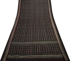 Sushila Vintage Black Saree 100 Pure Georgette Silk Printed 5 Yard Craft Fabric