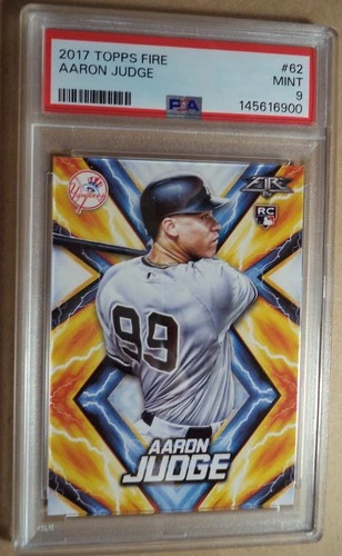 2017 Topps Fire Aaron Judge Rookie Card #62 New York Yankees Baseball PSA 9 Mint