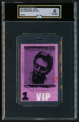 VH1 Music Fest Paul McCartney 1997 VIP Tour Pass laminato grado 6 iCERT slabbrato prezzo ebay
