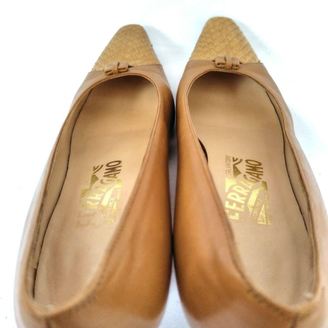 Ferragamo Ribbon Python Combination Pumps Size: 5… - image 8