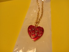 "Ya Ali Mad'dad" Gold Plated Cable Chain Necklace Red Enamel Heart Charm Pendant