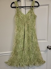 VTG Silk Dress Babydoll Ruffle Bamboo Embellish Sheer ovelay 90s Forest Fairy