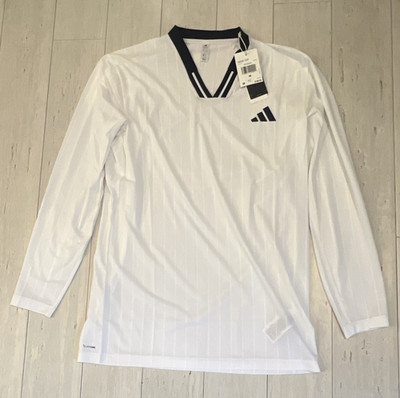 Adidas Climacool WOW Top Jersey Tee Men s Size M White V-Neck Long Sleeve KB3440