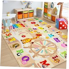 Educational Kid Area Rug for Playroom, 5x7 Feet TPR Non Slip Kids Classroom