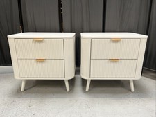 Dusk Pair Of Hattie Two Drawer Bedside Tables, Warm White RRP278