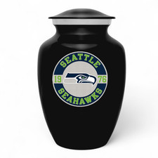 Metal Black Seattle Seahawks Football Theme Cremation Urn Adult Ashes 8 In Urns