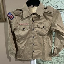 Boy Scout BSA UNIFORM Tan SHIRT Youth Large Size 14 Long Sleeve V87