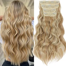 Real Thick Clip In Hair Extensions Upgraded 4PCS Full Head 22" Natural as Human