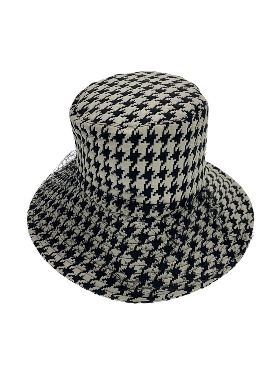 Chapeau seau Christian Dior 57 coton blanc pied de poule femme 04MON924G153