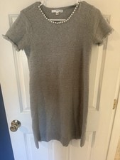 Studio One Grey Sweater Dress Pearl Detail