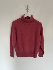 House Of Bruar Ladies Jumper Size Small Pink Knit Lambswool Classic Roll Neck