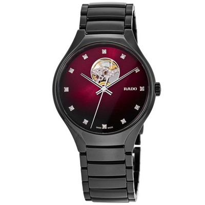 New Rado TRUE Round Secret Red Diamond Dial Ceramic Unisex Watch R27107742