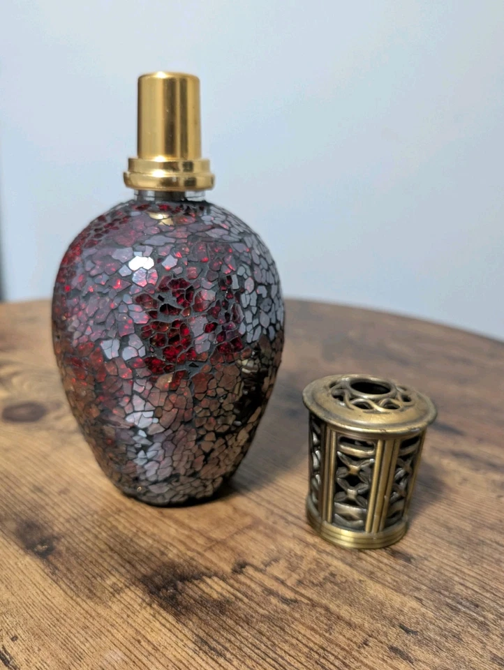 Queimador de óleo Ashleigh e Burwood acabamento em vidro rachado mosaico vermelho  - Imagem 2 de 4