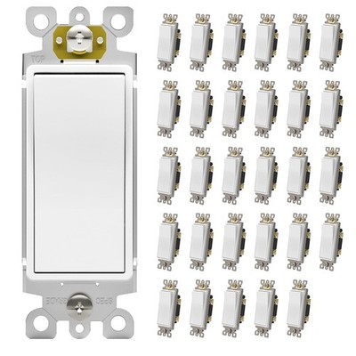 ThunderWay Single Pole Light Switch, Rocker Wall Pole, Glossy White
