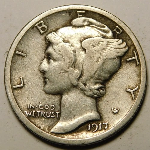 1917 P Mercury Dime VF - EF    "Actual Coin Pictured - Not Cleaned"
