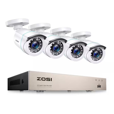 8-Channel H.265+ 2MP DVR Home Security Camera System with 4 1080P Wired Outdoor