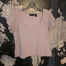 Vintage Y2K large Purple Roses top Montana Blues brand 100% Cotton