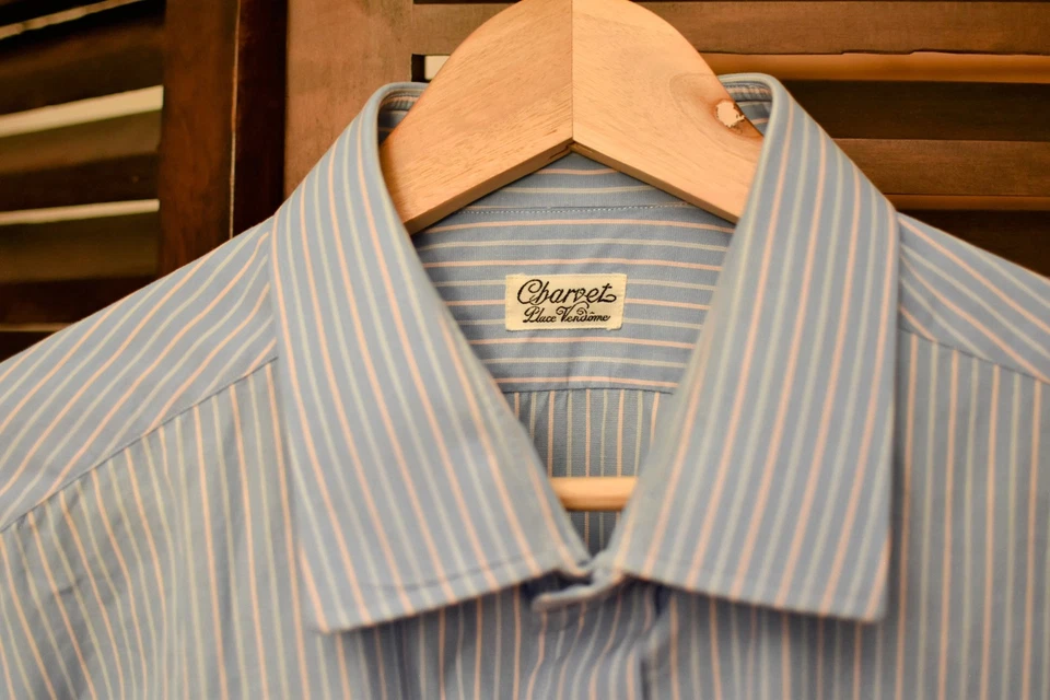 Chemise Charvet Place Vendôme - Rayures Bleues, Blanches & Roses - Photo 1/4
