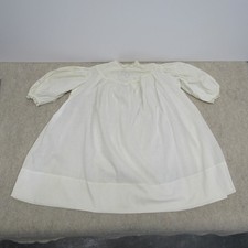 Antique Vintage Wht Cotton Baby Christening Gown Dress Long Puffy Sleeve Infant