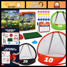 3PCS Golf Chipping Net Set - Pop-Up Practice Net for Indoor/Outdoor Use, 3 Targe