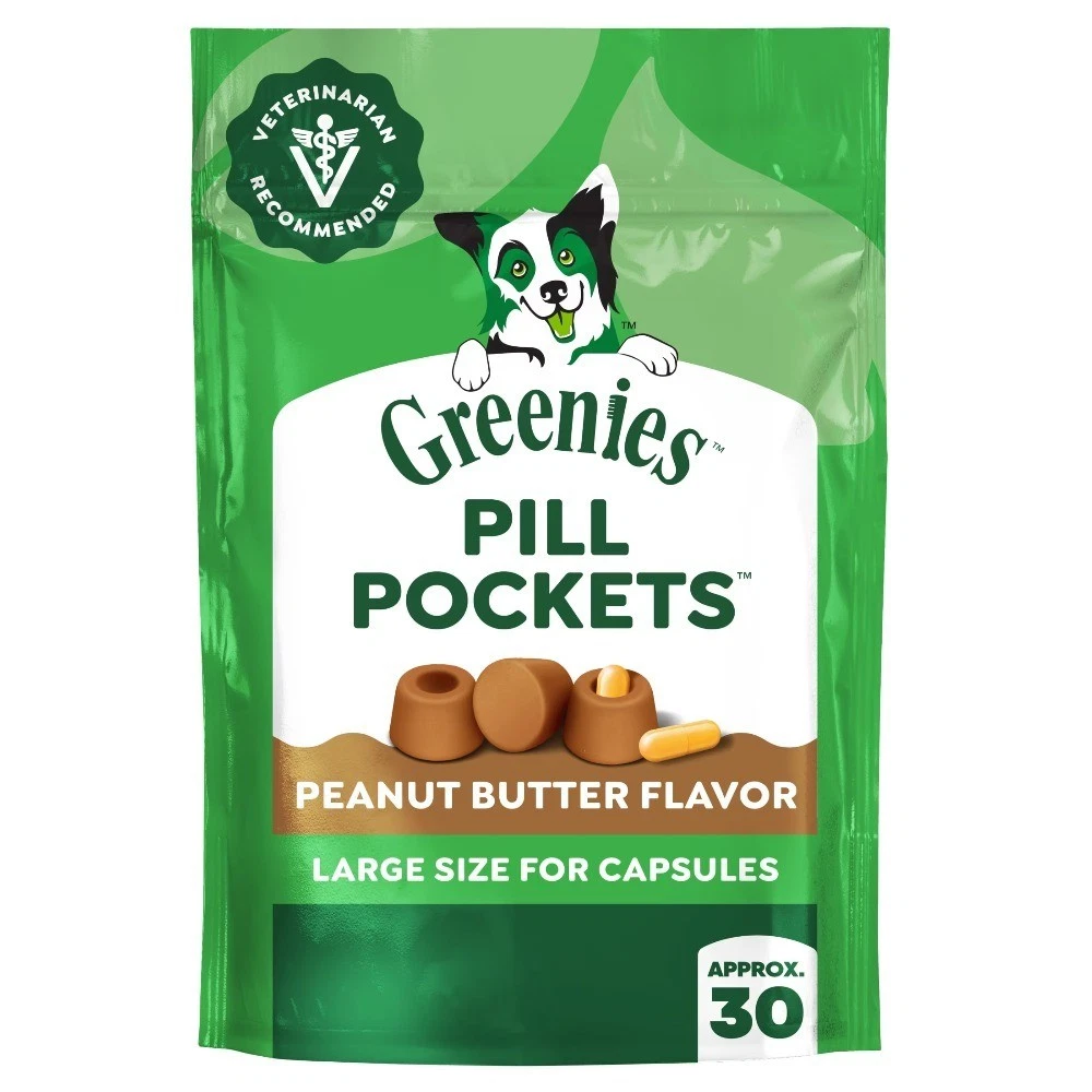 Pill Pockets Peanut Butter Flavor Large Dog Treats 7.9 oz Pouch