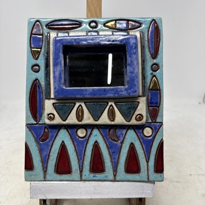 VTG Abstract Ceramic Art Glass Mirror Postmodern Geometric Wall Decor
