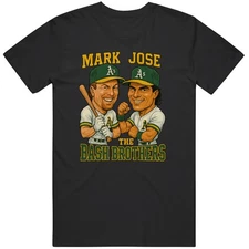 Mark Mcgwire & Jose Canseco  Bash Brothers Vintage Retro Caricature Tee T Sh