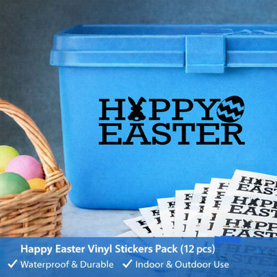 Frohe Ostern Vinyl Aufkleber 12er Pack - Hase & Ei Aufkleber zum Basteln, Geschenke,