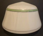 VINTAGE KITCHEN MILK GLASS GREEN STRIPE CEILING LIGHT SHADE GLOBE