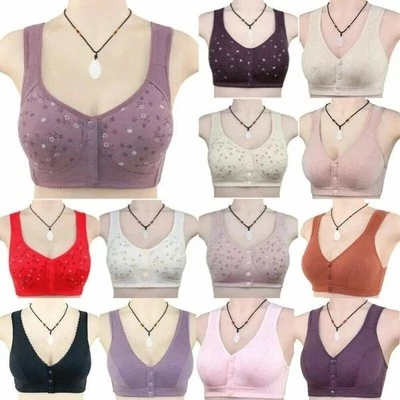 Ladies Women Front Fastening Bra Non Wired Sport Non Padded Soft Stretch Bra UK