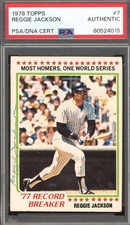 Reggie Jackson PSA DNA Vintage Signed 1978 Topps 1977 Record Breaker Autograph