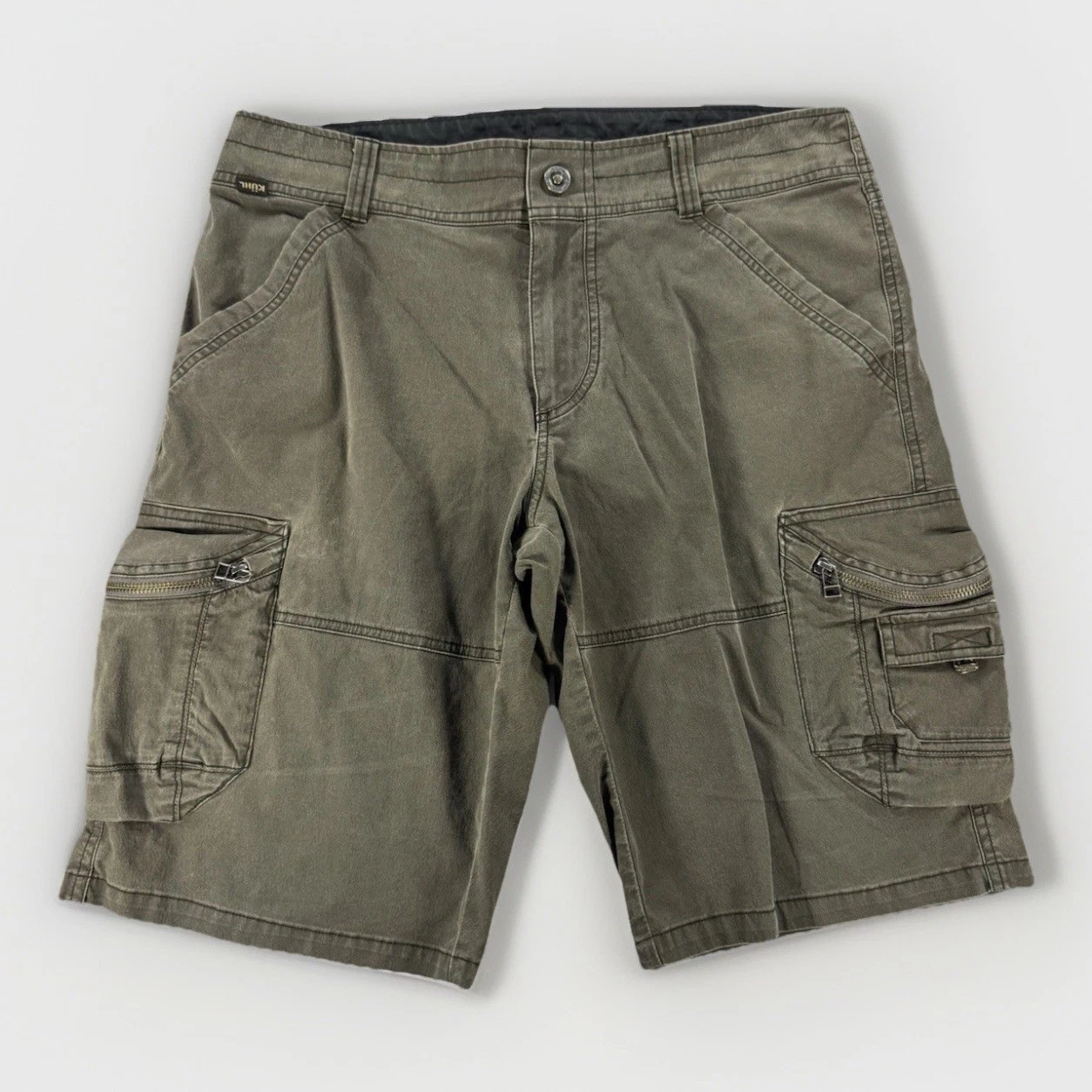 Kuhl Cargo Shorts Mens 33 Olive Green Hiking Utility Outdoor Trail Shorts