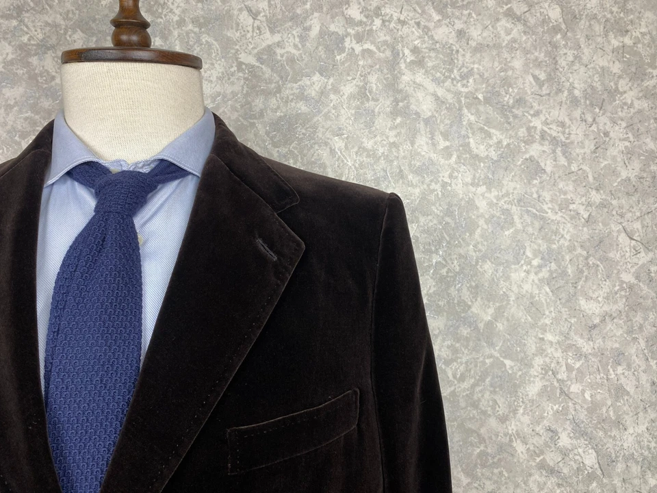 Blazer Brioni Marrón Chocolate Algodón Terciopelo Diseñador Italiano 44, EU 54 Foto 4 de 4