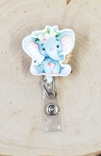 Elephant Nursery Zoo Safari Animal Nurse Retractable ID Badge Reel Holder