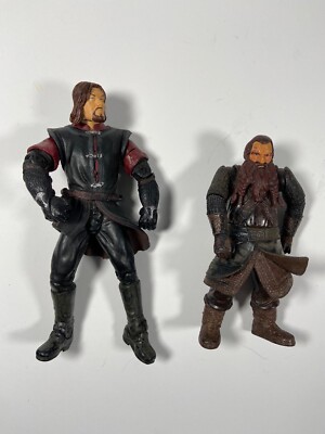 Lot of Lord of the Rings Marvel 2001 Boromir 6.5'' Action Figure LOTR Gimli 4.5''