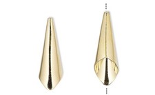 Cone, 12 Gold Plated Brass 21x7mm Smooth End Piece Bead Cap with 6mm Inside