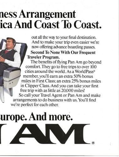 Anuncio impreso vintage Pan Am Airlines - El arreglo comercial perfecto - 1989 - Imagen 5 de 5