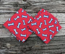 SET OF TWO! Vintage Bandana Hav-A-Hank MADE IN USA Red & Blue Bones Pattern