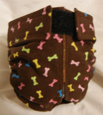Female Dog Puppy Pet Diaper Washable Pant Sanitary Underwear BROWN BONES SMALL