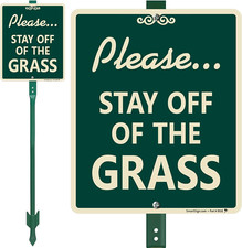 12 X 10 Inch  Please Stay off of the Grass  Lawnboss Yard Sign with 3 Foot Stake