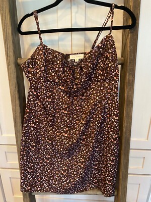 Urban Outfitters (L.A. Hearts) Sun Dress Brown with Pink Flowers sz medium  | eBay