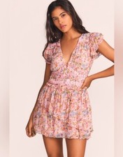 LoveShackFancy Marisela Floral Mini Dress in Pastel Confetti Pink XS