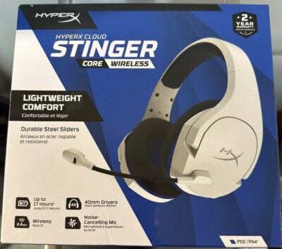 HyperX Cloud Stinger Core - Wireless Gaming Headset (White-Blue) - PS5-PS4