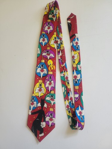 Vtg 1993 Looney Tunes by Balancine Sylvester Christmas Ornament Men's Silk Tie - Picture 5 of 5