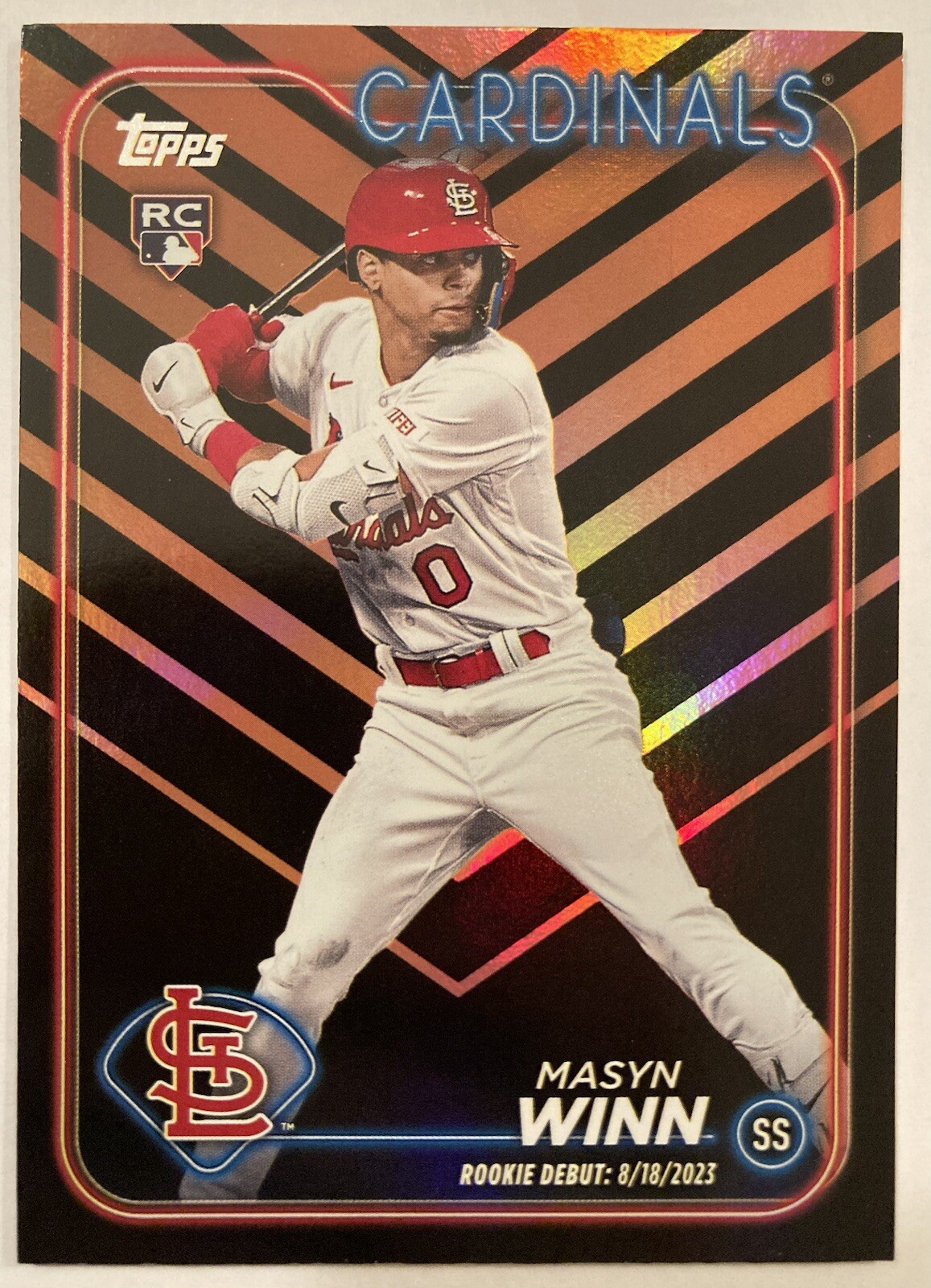 2024 Topps Update Masyn Winn Rookie Debut RC Halloween Orange/Black Foil US272