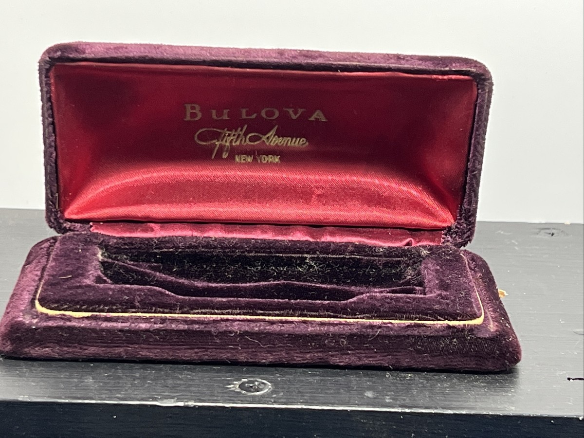 Vintage Bulova Aristocrat Beauty Red Burgandy Velvet Watch Box Empty Case Bulova Velvet Watch Presentation Box (Single)s for sale | eBay main image 4