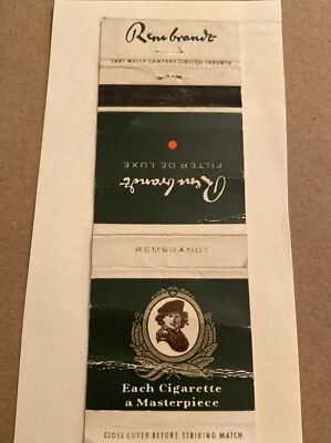 Vintage Matchbook, Rembrandt Cigarette Ad, Tobacco, Match Book Cover ZC8