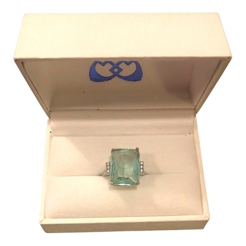 NUEVO Anillo Plata Esterlina Cuarzo Verde Circonita Cúbica Talla 6 Corte Esmeralda - Imagen 2 de 4