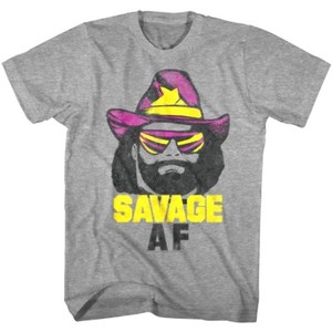 Macho-Man-Randy-Savage-AF-Hat-Men-039-s-T-Shirt-Wrestling-Legend-WWE-Champion-Gray